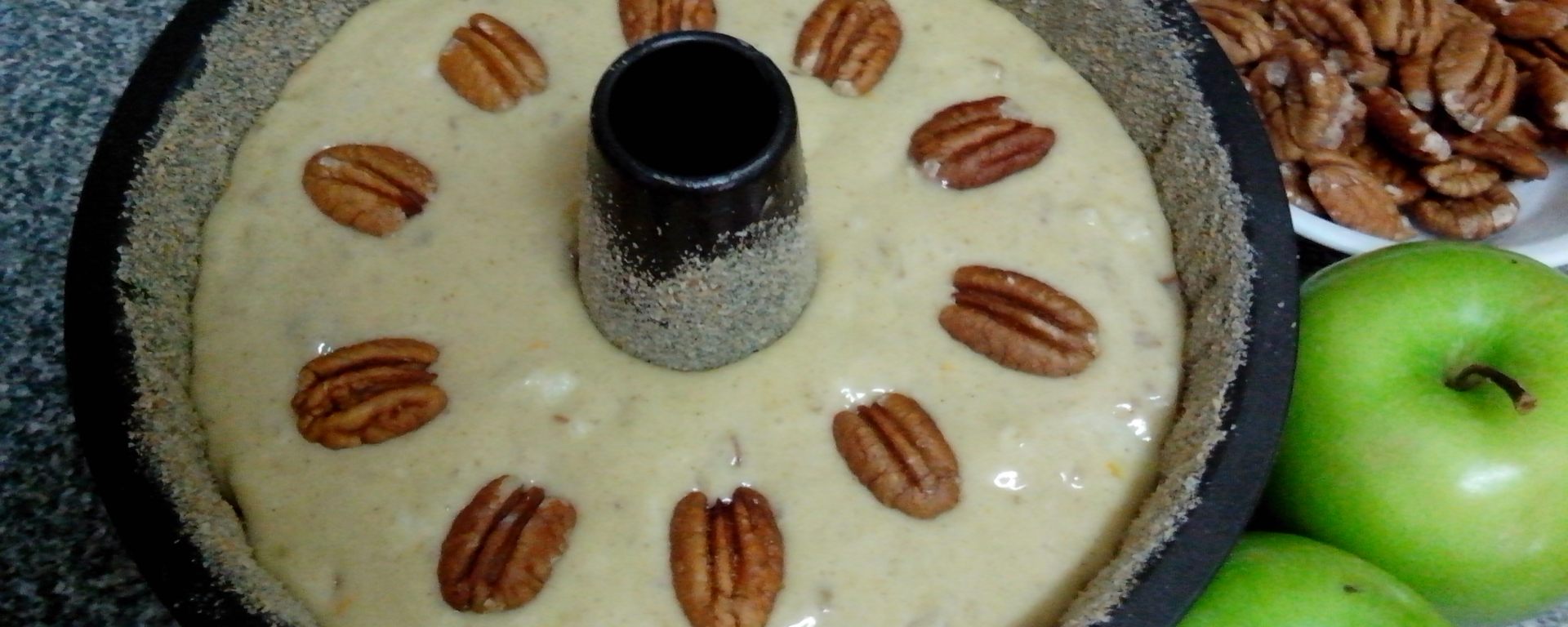 Apple Pecan Banana Cake in tin