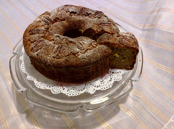 Apple, pecan and banana cake