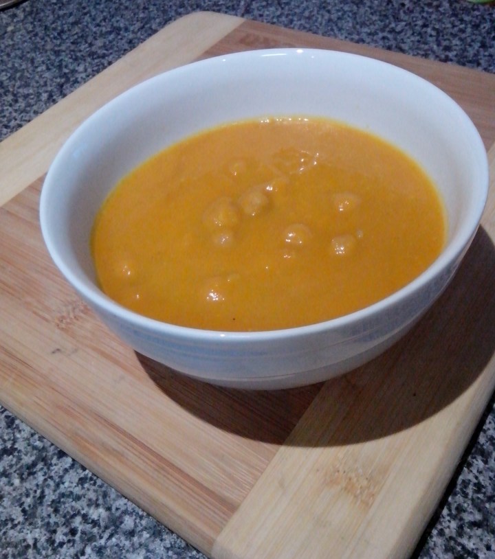 Bowl of pumpkin and chickpea soup