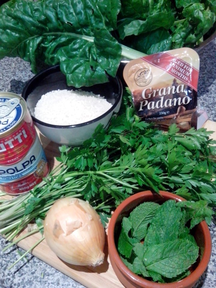 Silverbeet dolmades ingredients