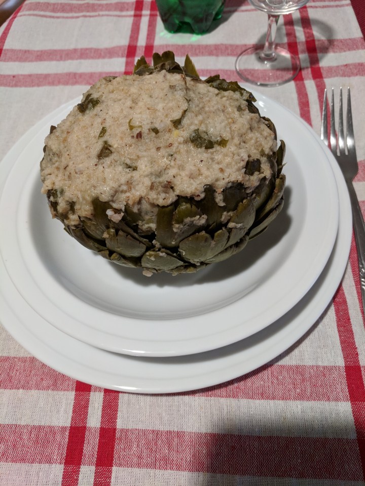 IMG_20171023_141050-Stuffed artichoke on a plate